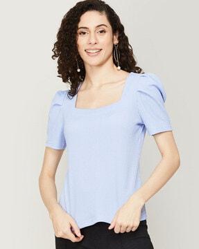 short-sleeve square-neck top