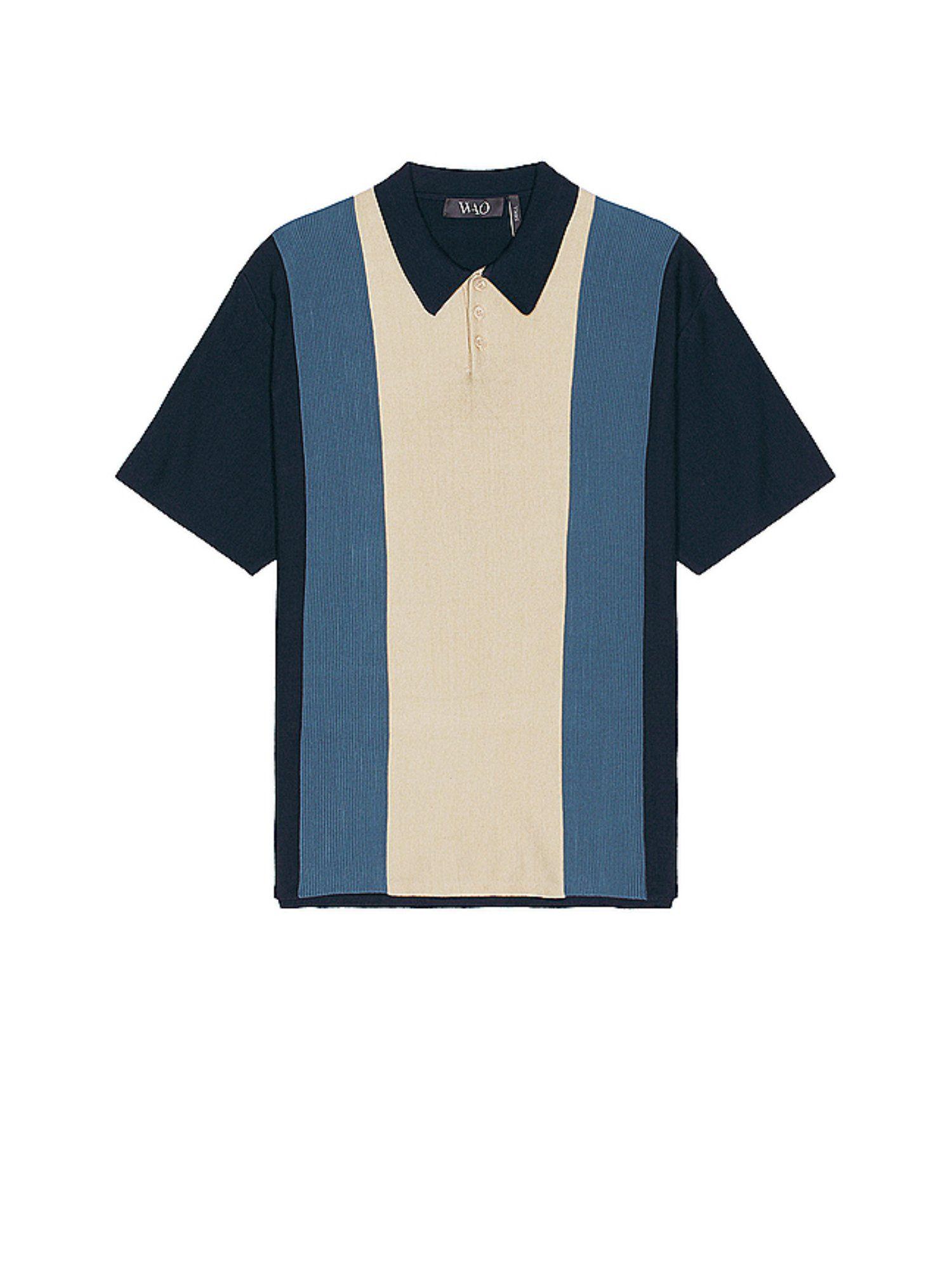 short sleeve stripe knit polo