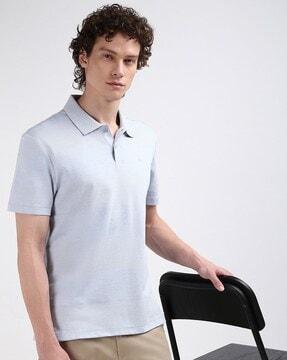 short sleeve wide jacquard polo t-shirt