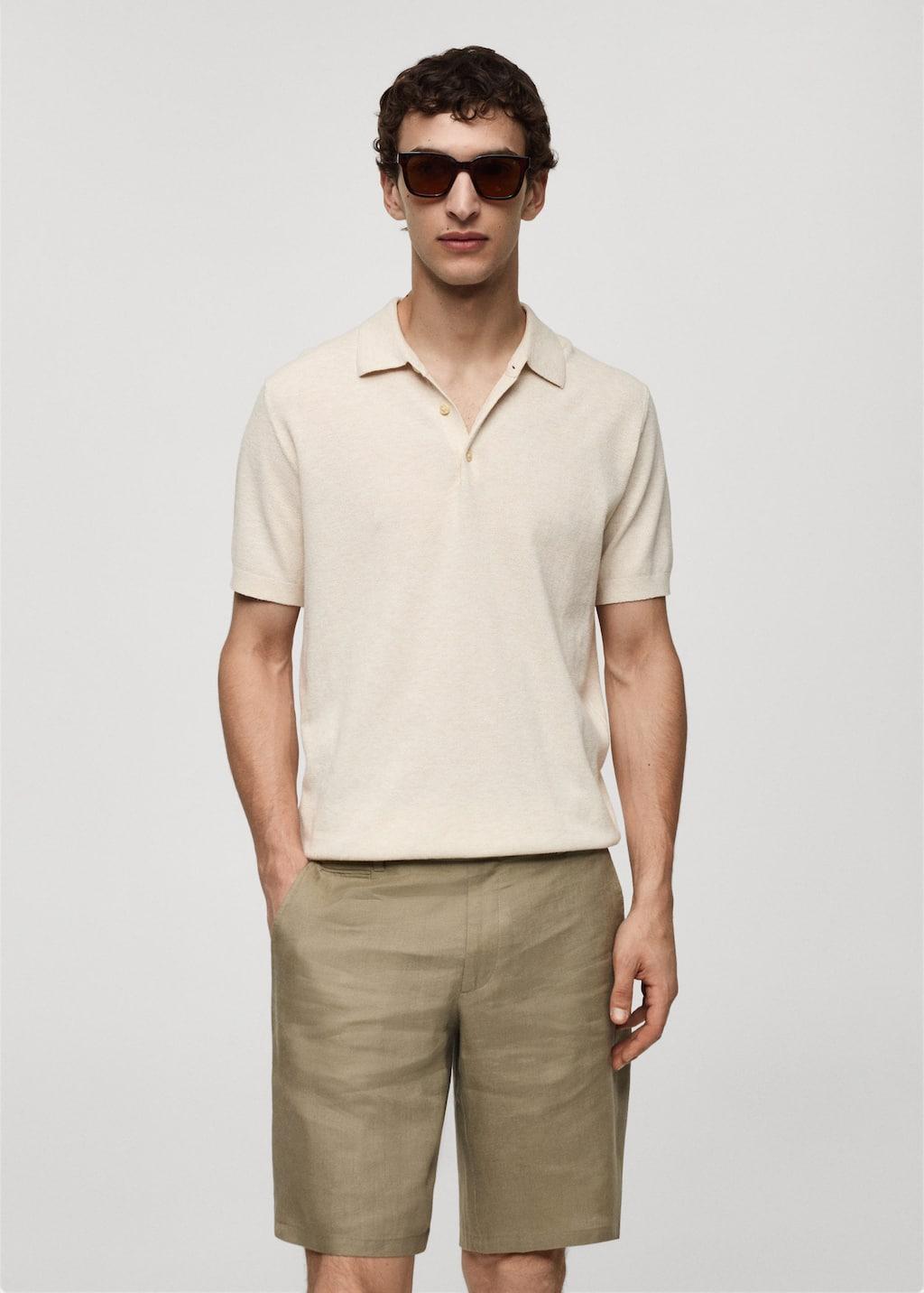 short-sleeved knitted polo shirt