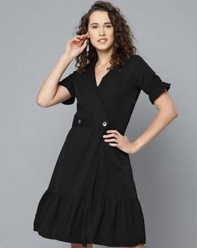 short sleeves a-line dress