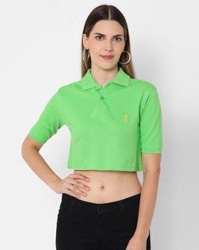 short sleeves crop polo t-shirt