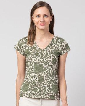 short sleeves floral print t-shirt