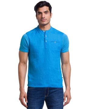 short-sleeves henley-neck t-shirt