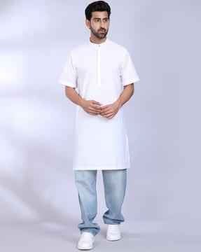 short-sleeves kurta with band-collar