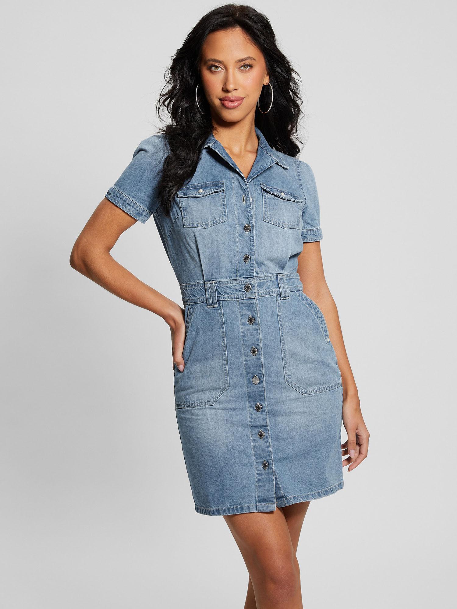 short sleeves lylian denim dress