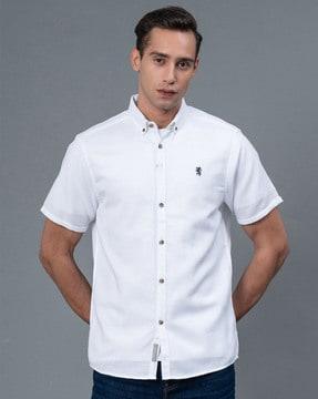 short-sleeves shirt with button-down collar
