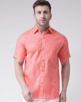 short sleeves shirt with patch pocket