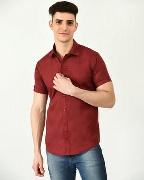 short-sleeves spread-collar shirt