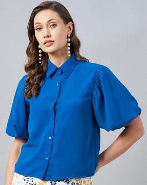 short sleeves top with puff sleeves