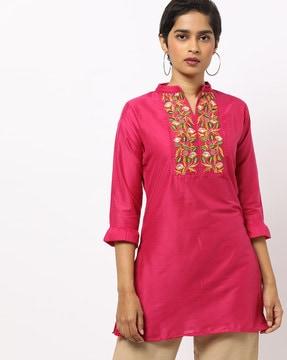 short straight tunic with embroidery