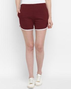 shorts with elasticated waist & contrast hemline