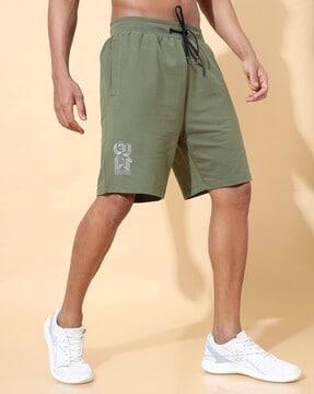 shorts with placement brand print