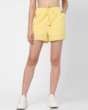 shorts with lace trimmed hem