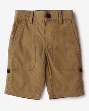 shorts with partially elasticated waist