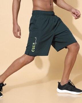 shorts with placement brand print