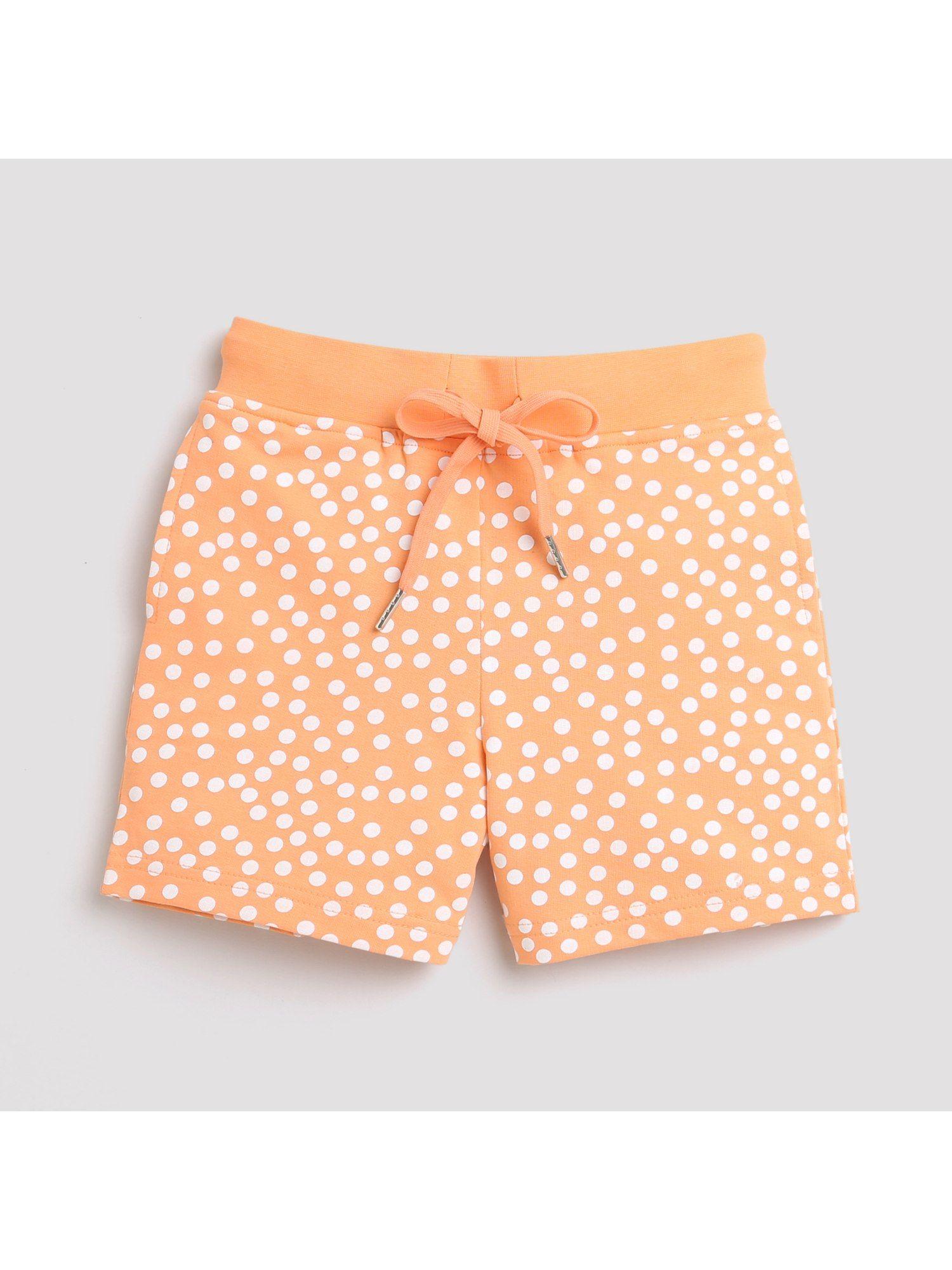 shorts with white print and rib belt - peach