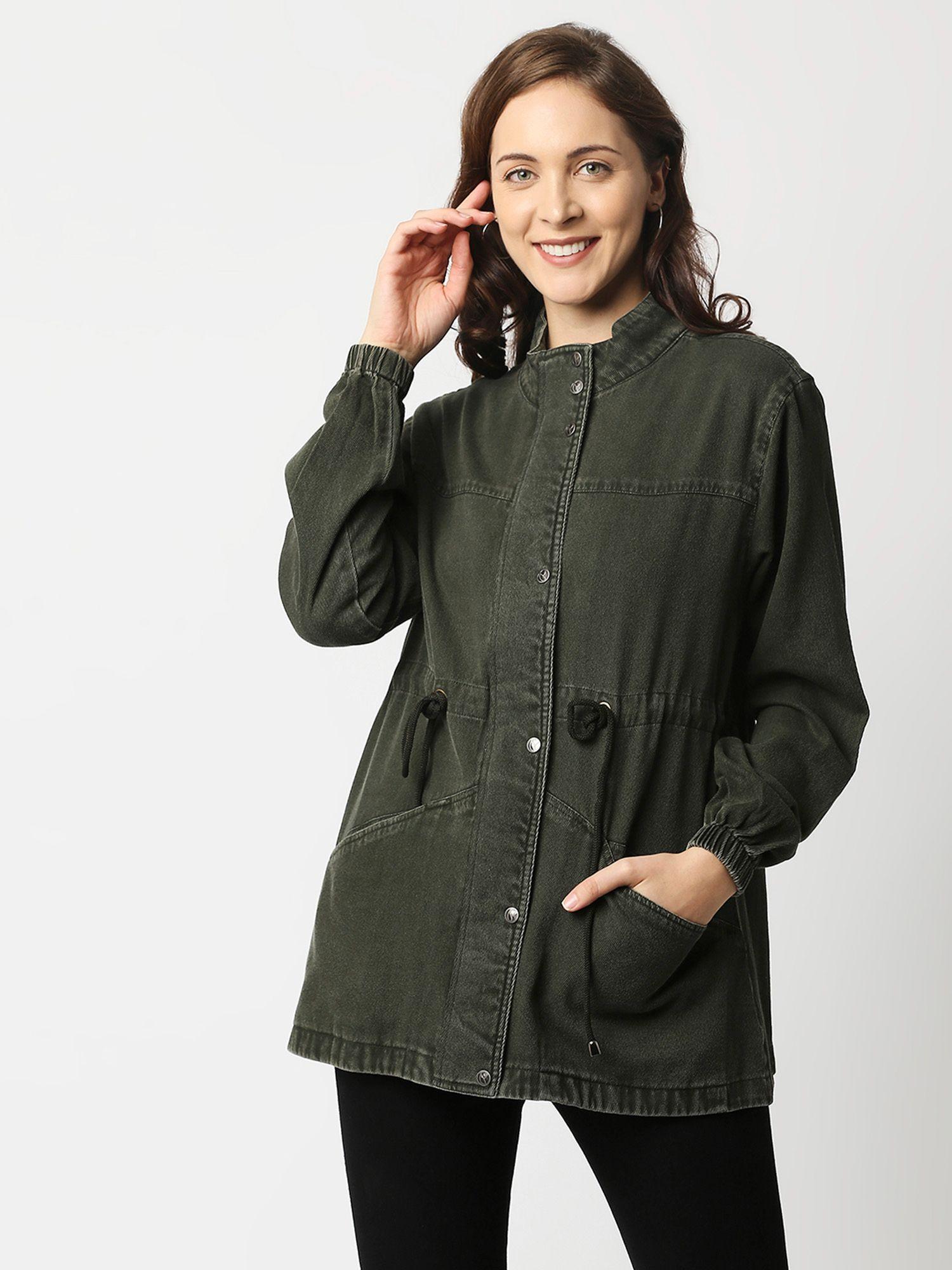 shosha parka jacket with badge detail