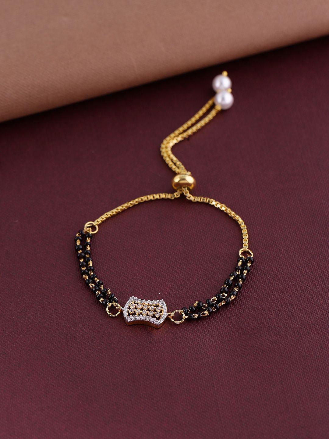 shoshaa black bracelet gold-plated handcrafted mangalsutra wraparound bracelet