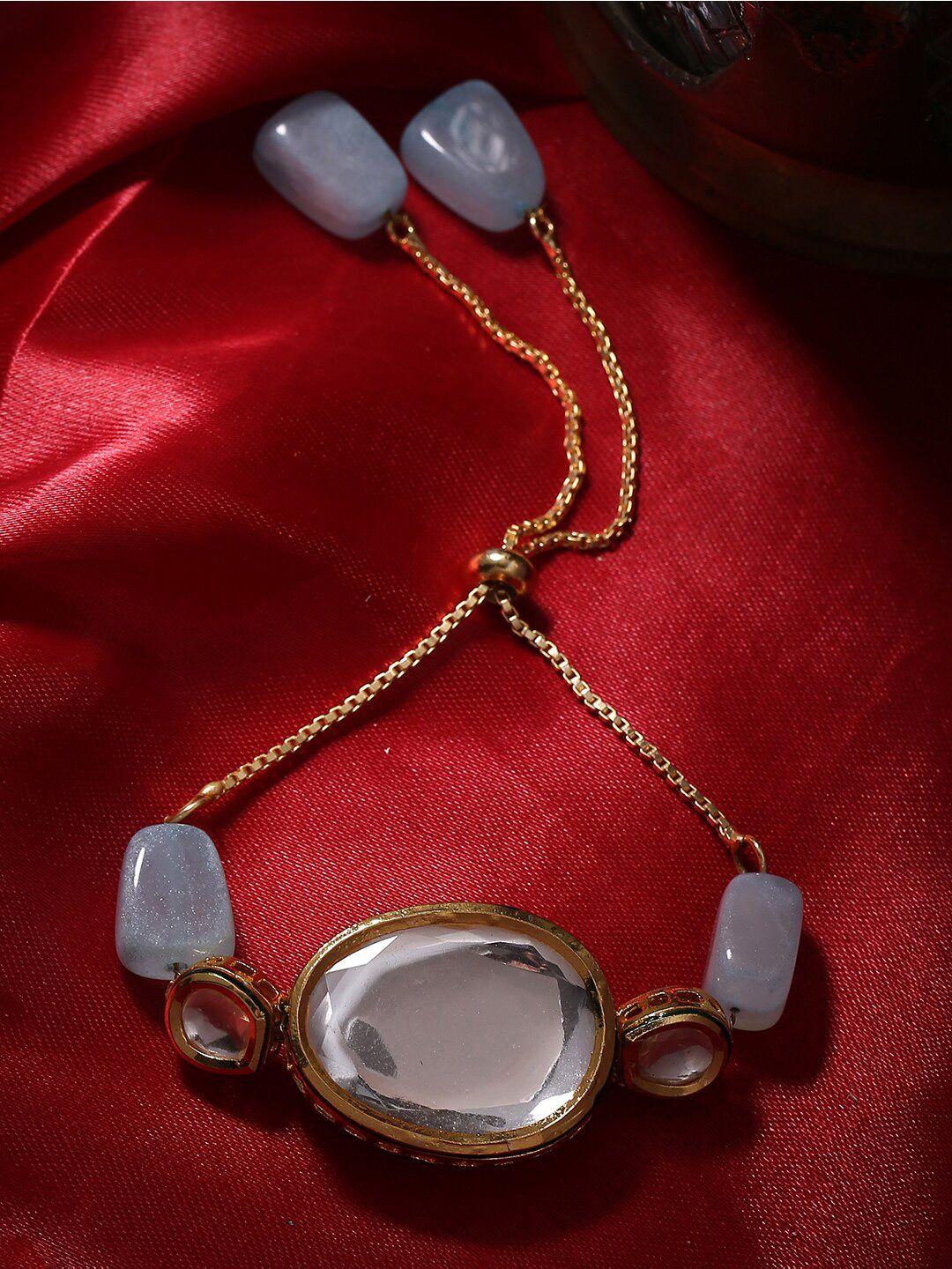 shoshaa brass kundan handcrafted gold-plated charm bracelet