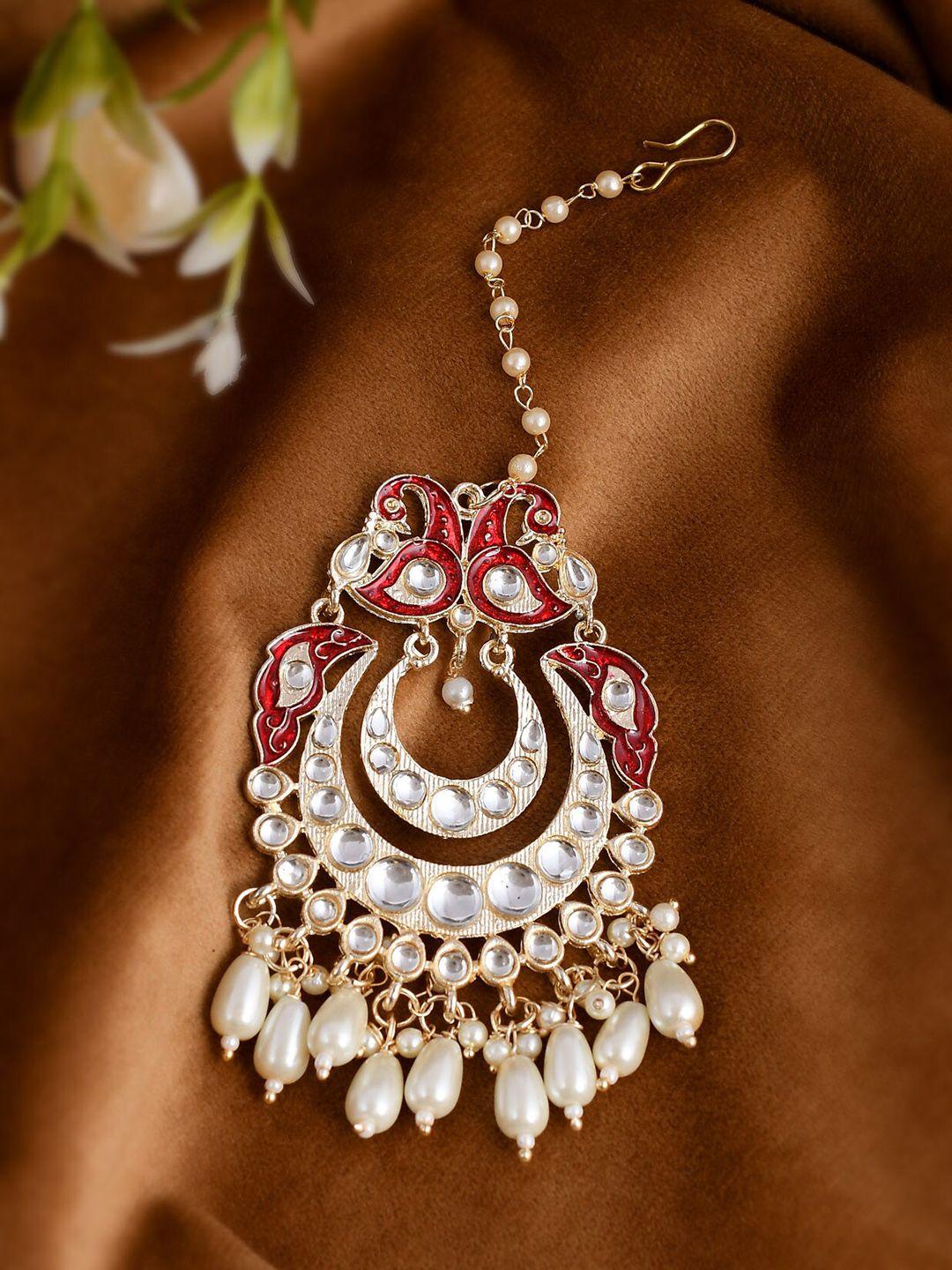 shoshaa gold-plated kundan studded maang tikka head jewellery