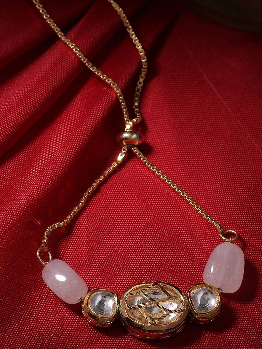 shoshaa gold-plated pink kundan handcrafted charm bracelet