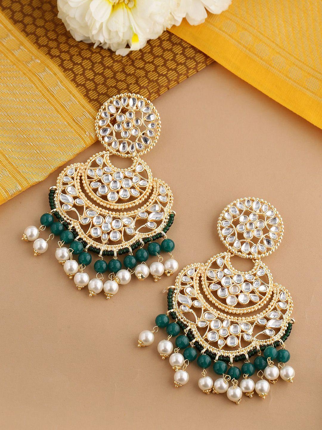shoshaa gold-toned & gold-plated contemporary chandbalis earrings