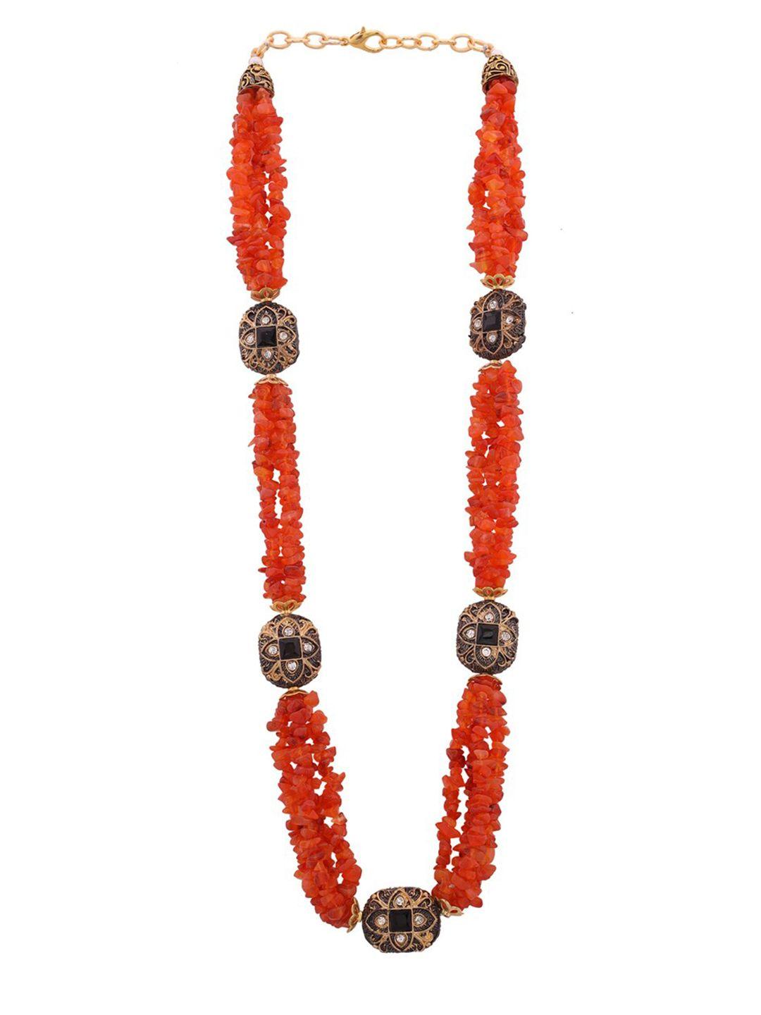 shoshaa gold-toned & orange brass gold-plated handcrafted necklace