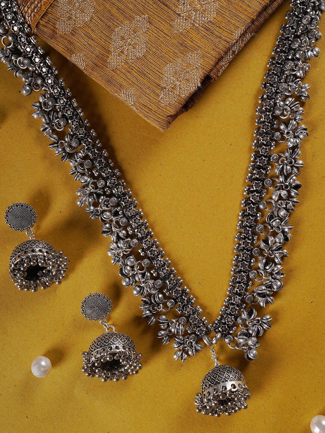 shoshaa oxidised silver-plated jewellery set