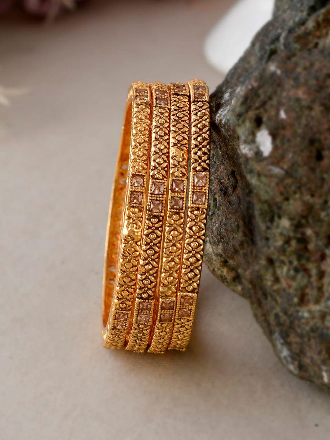shoshaa set of 6 gold-plated stone-studded bangles