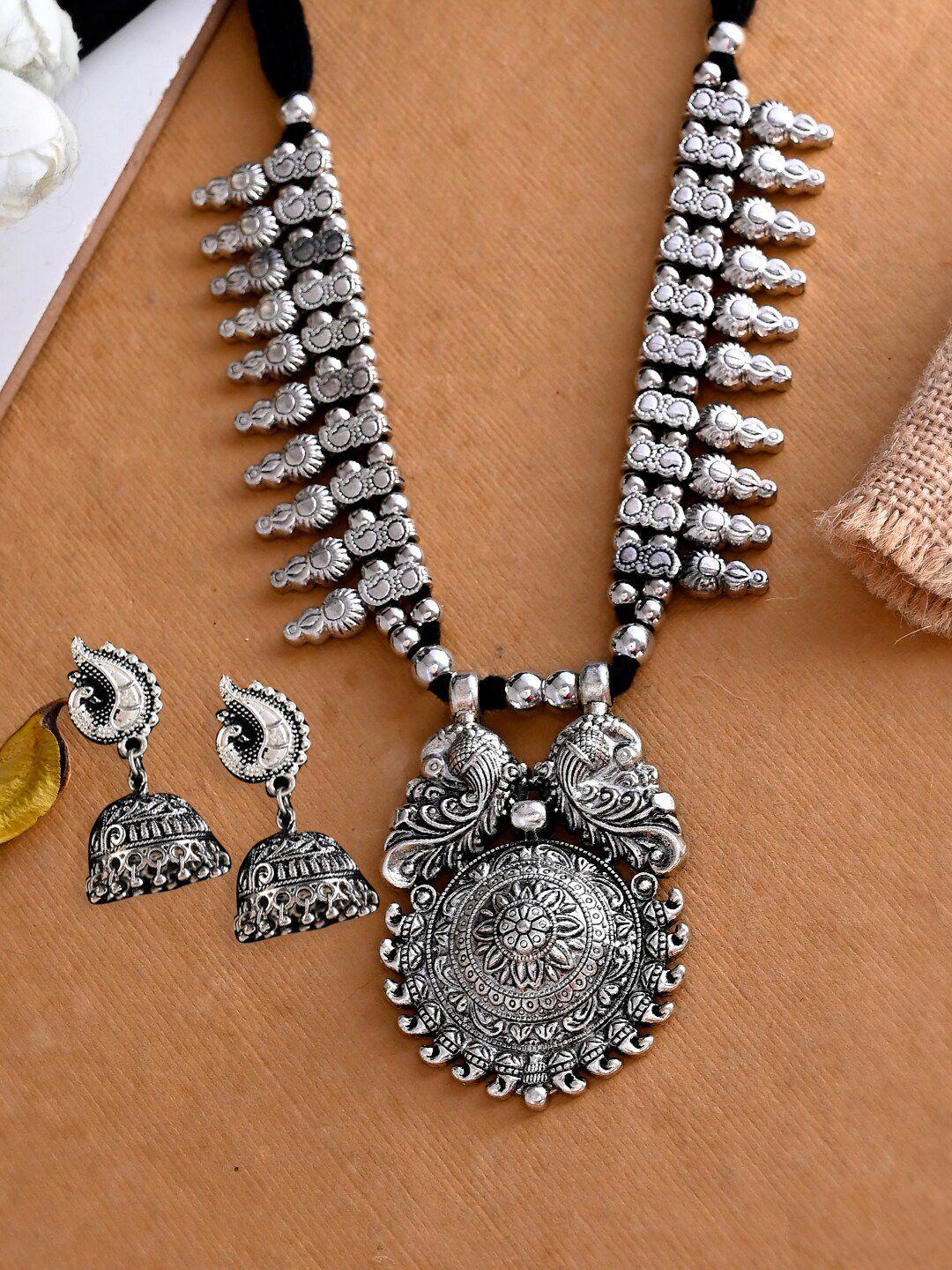 shoshaa silver-plated oxidised jewellery set