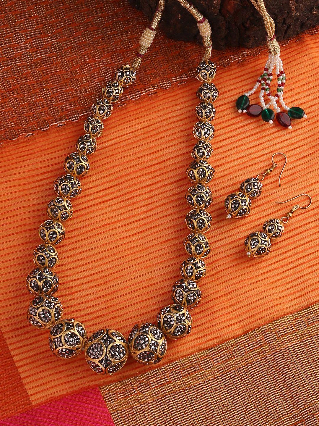 shoshaa women gold-toned & metallic-toned handcrafted ball design crystal jewellery set