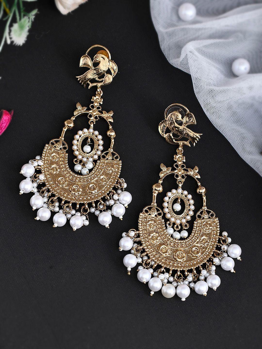 shoshaa women peacock shaped chandbalis earrings