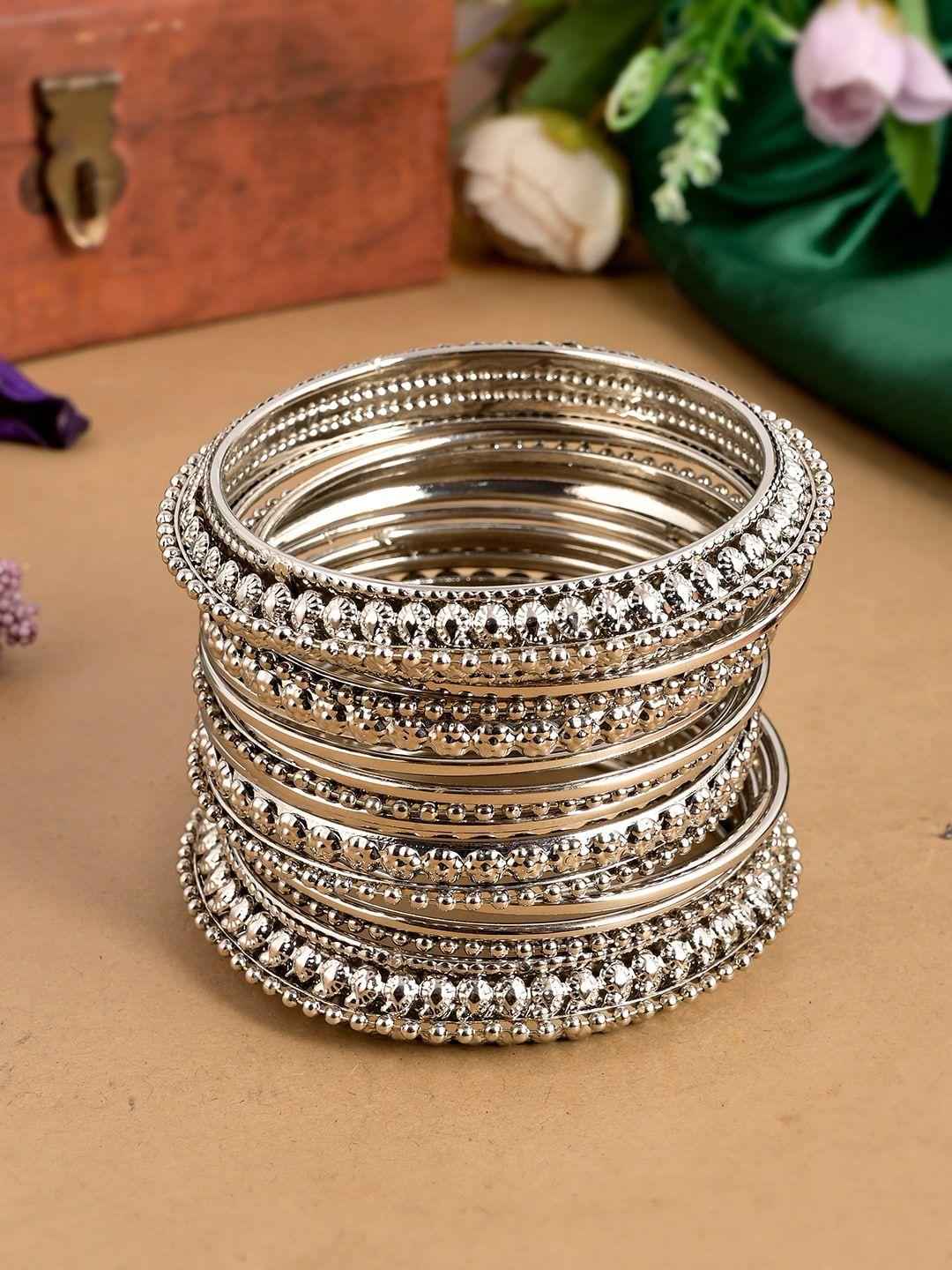 shoshaa women set of 16 silver-plated bangle