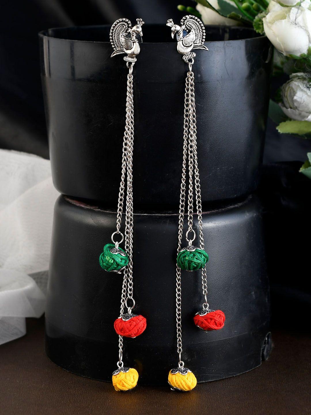 shoshaa women silver-plated contemporary drop earrings