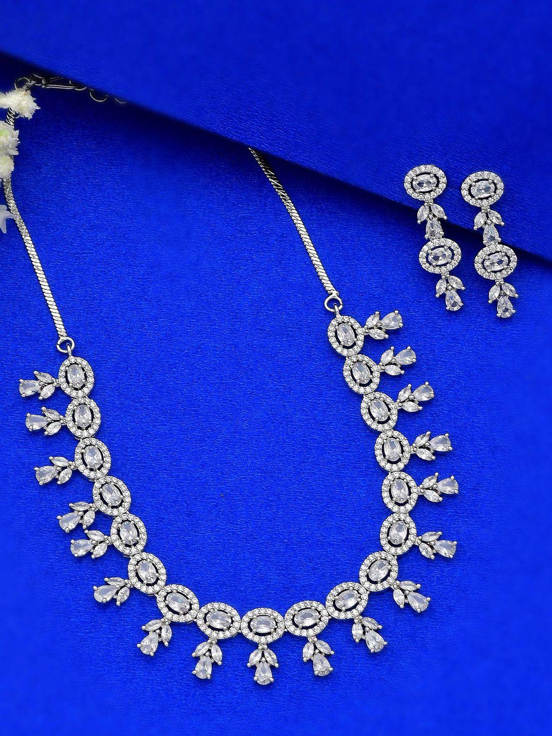 shoshaa women silver-plated cz-studded jewellery set