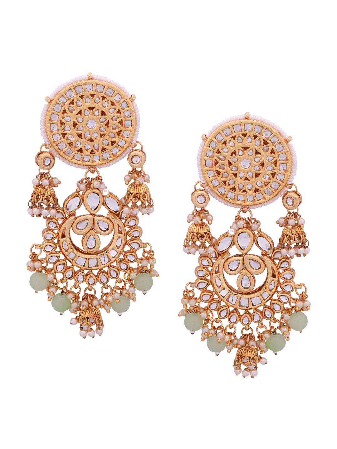 shoshaa gold-plated & lime green classic drop earrings