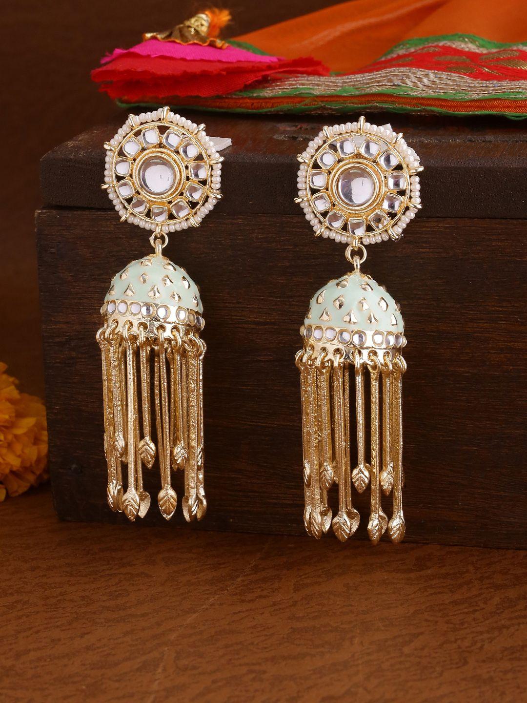 shoshaa gold-plated dome shaped kundan jhumkas