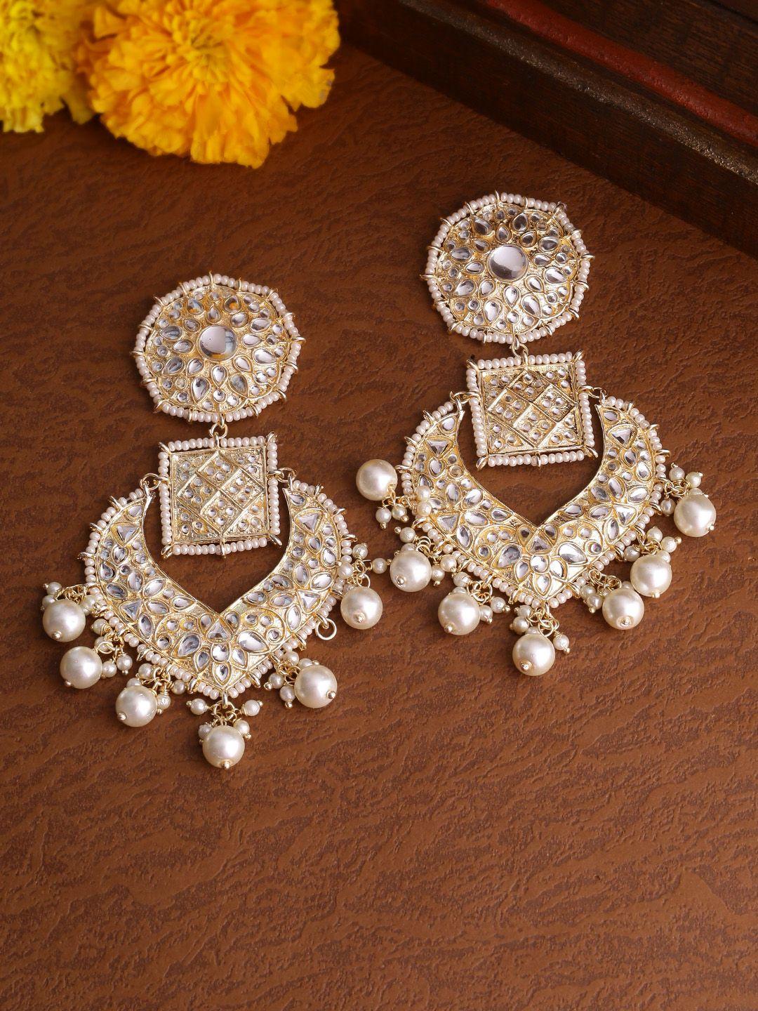 shoshaa gold plated white classic drop earrings