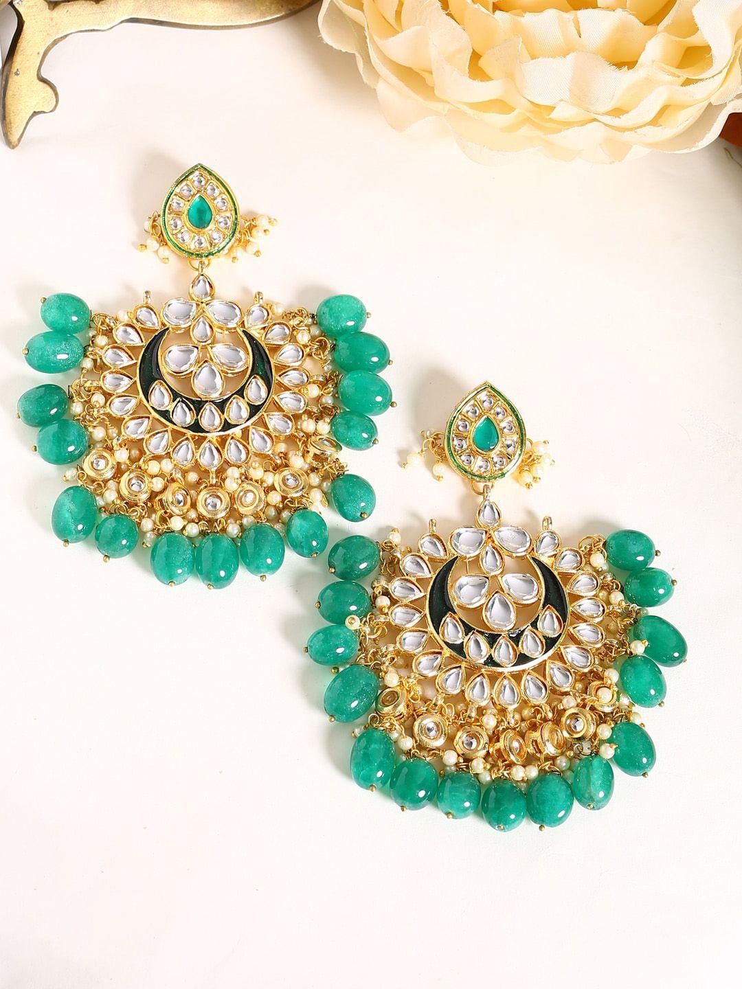 shoshaa green contemporary chandbalis earrings