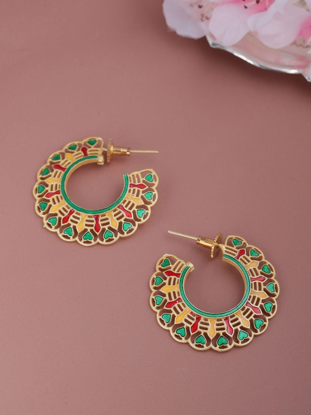 shoshaa green contemporary gold-plated hoop earrings