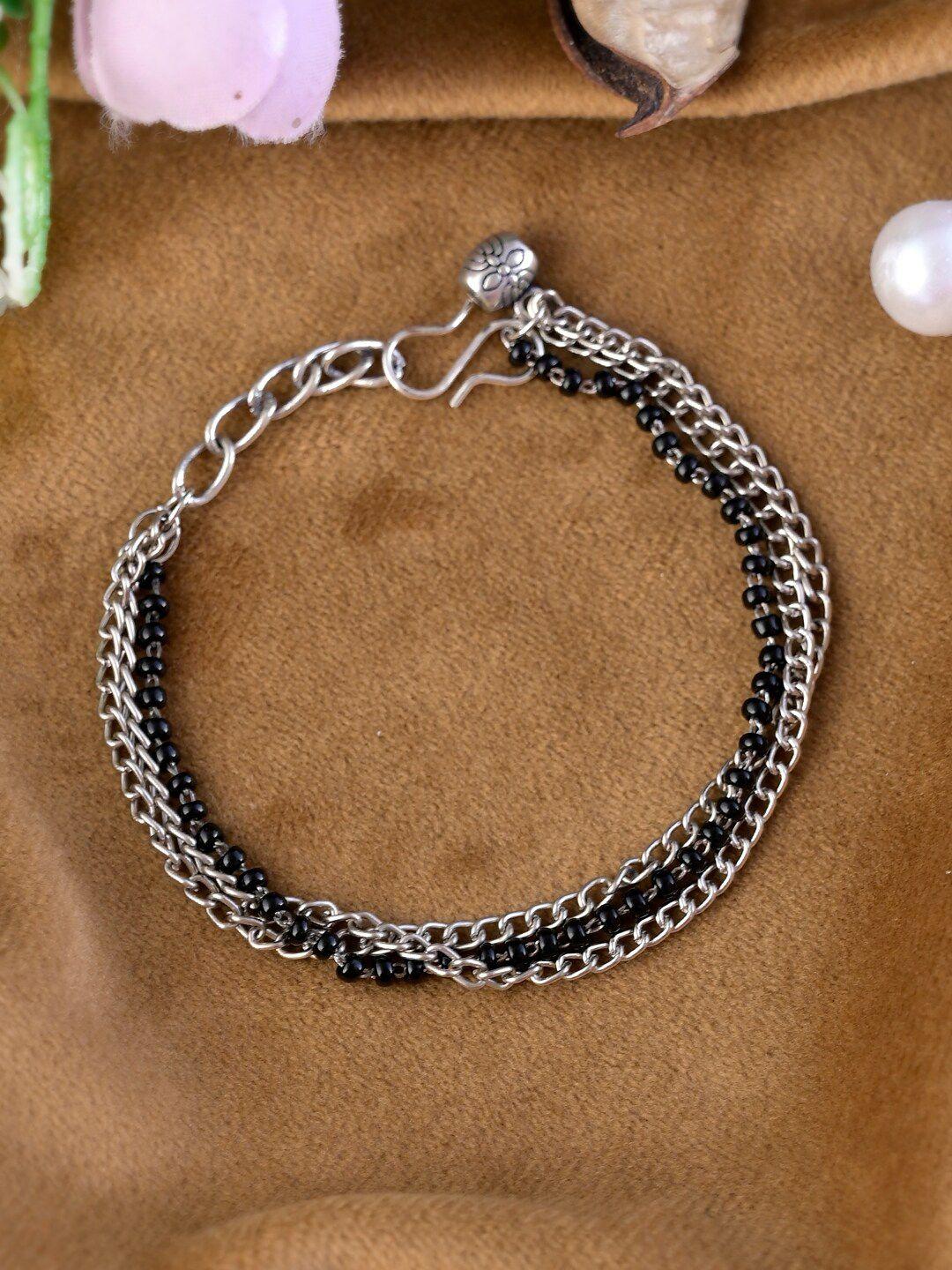 shoshaa silver-plated & beaded double layered anklet