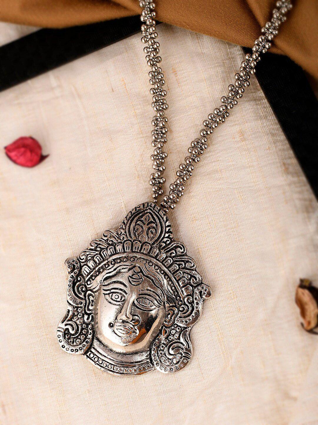 shoshaa silver-plated oxidised temple jewellery necklace