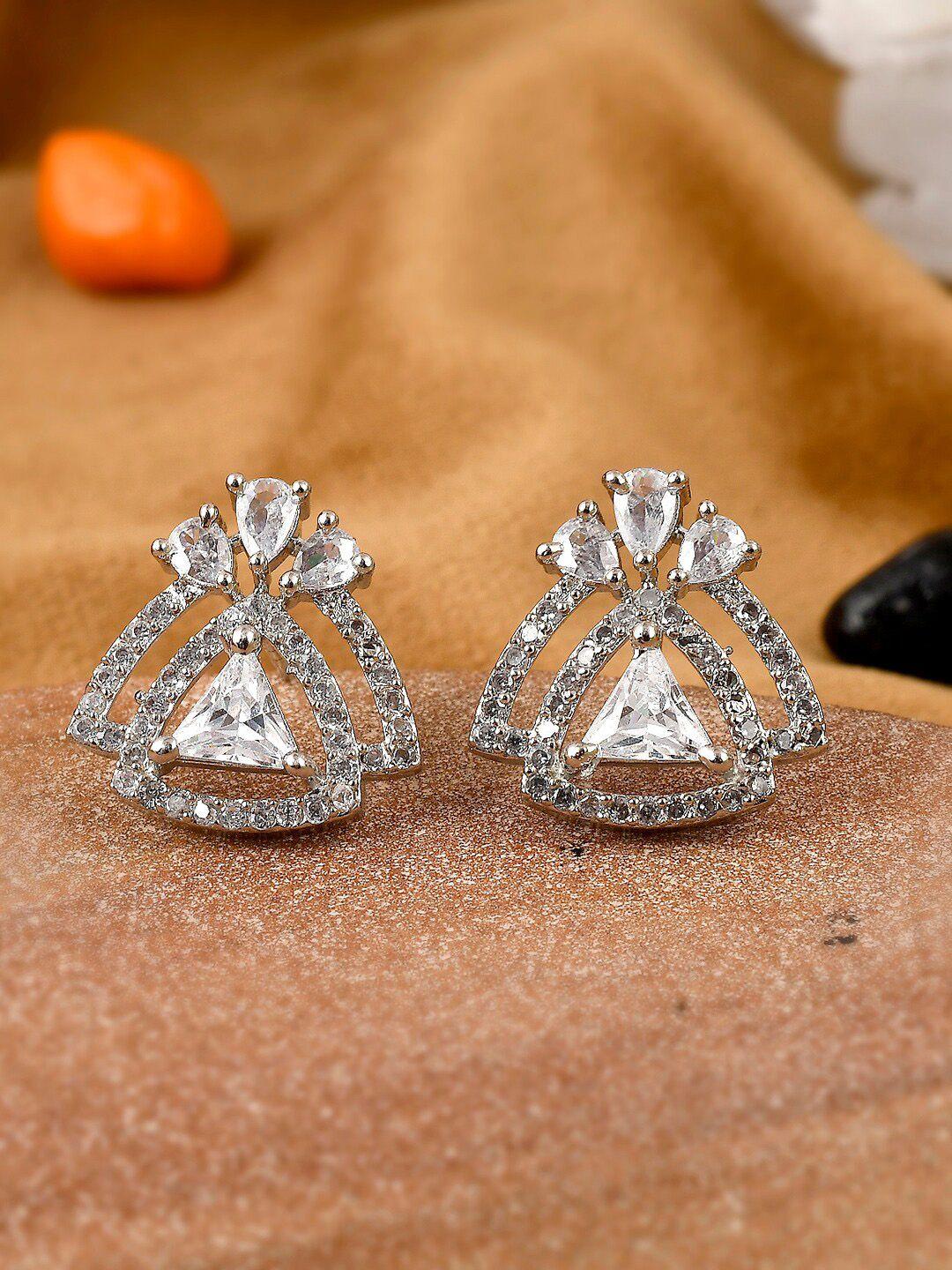 shoshaa silver-toned contemporary studs earrings