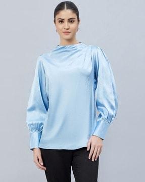 shoulder pleated top with embellished