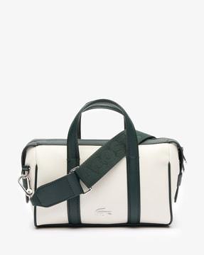 shoulder bag with dual handles & metal accent