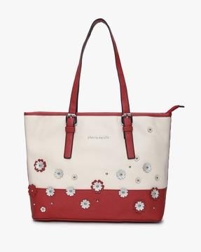 shoulder bag with floral applique