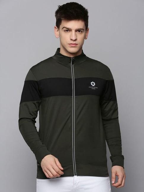 show off olive & black regular fit colour block sweatshirt