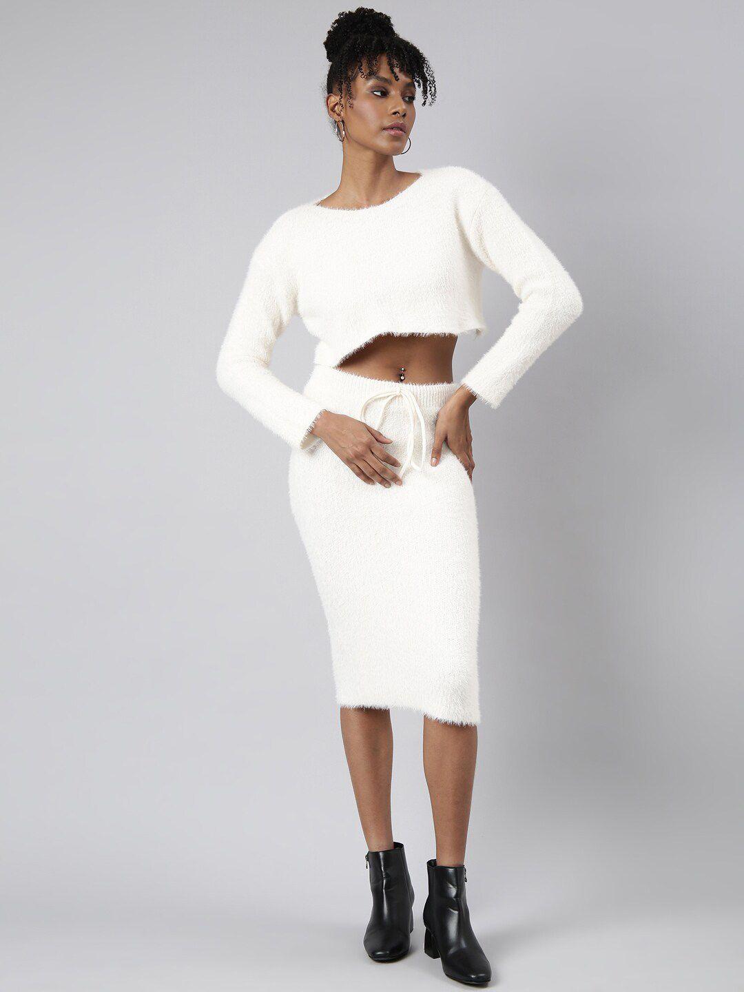 showoff acrylic crop top with skirt co-ords