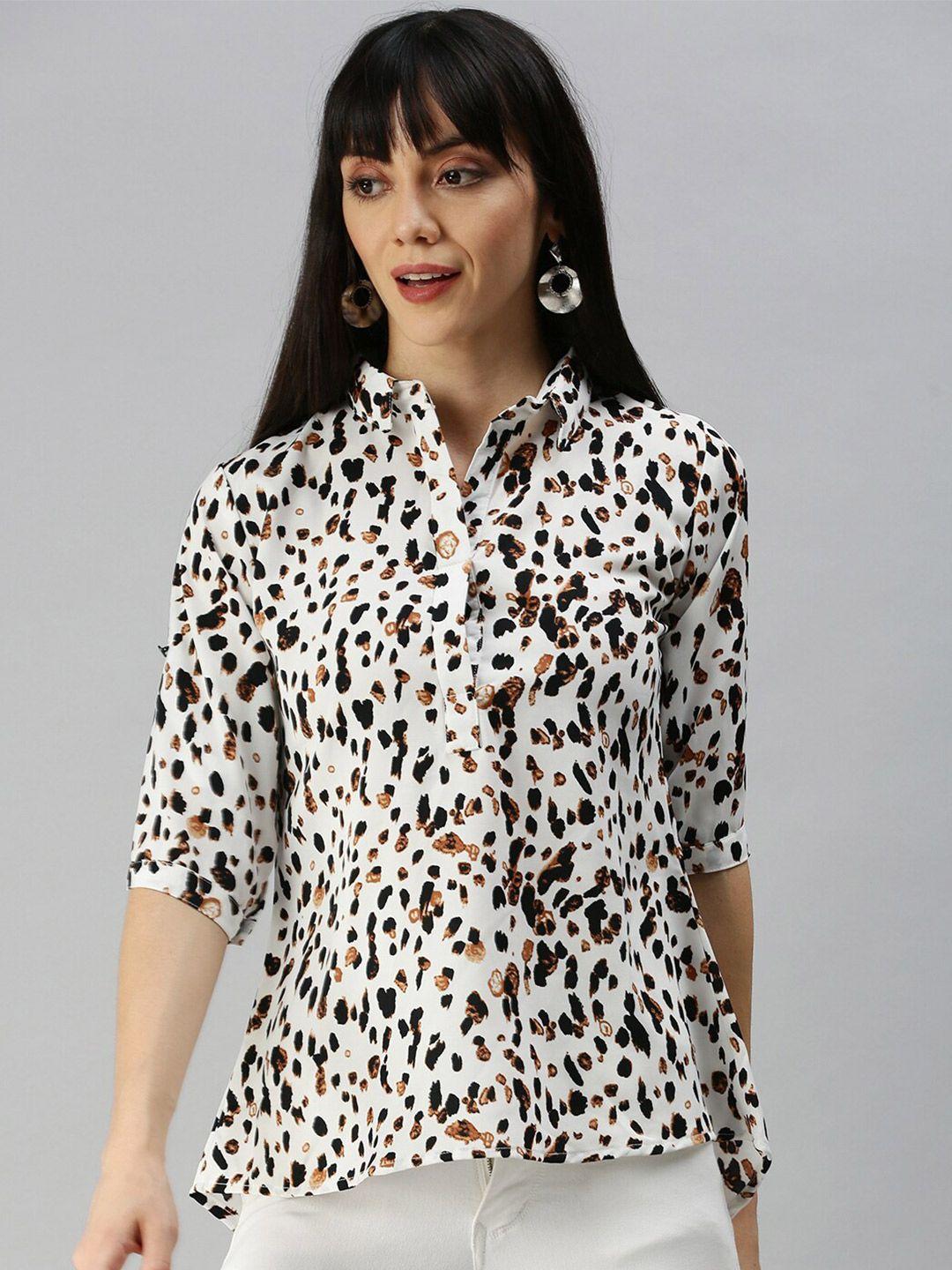 showoff animal print georgette shirt style top